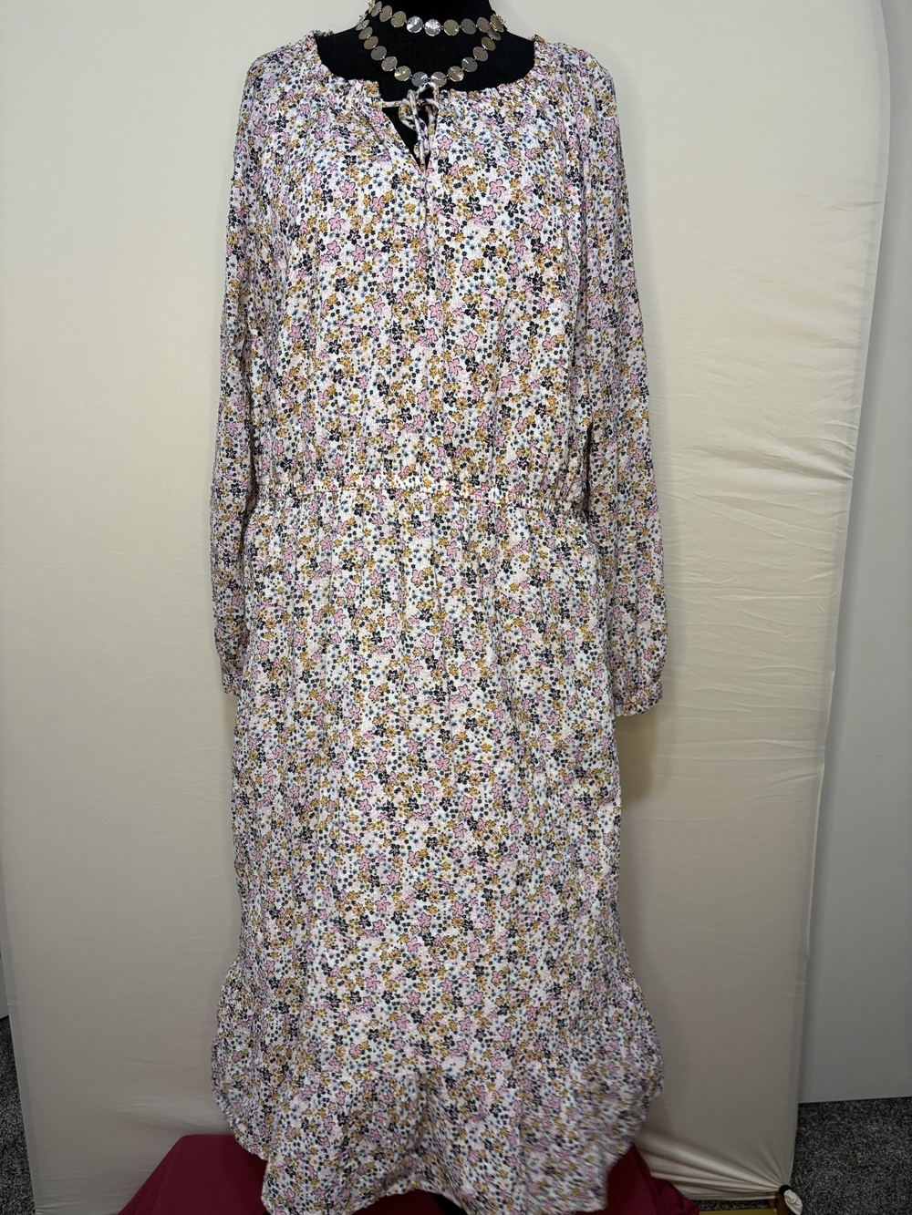 Style & Co. "Ditsy" Floral Peasant Midi Dress Boho Tiered Ruffle Sz 2x